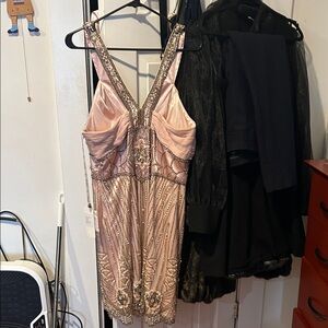 Sue Wong Pink and Silver Backless Dress